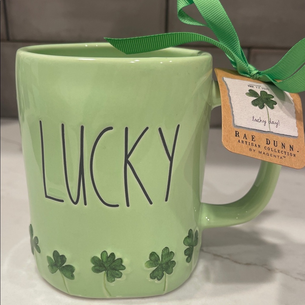 Rae Dunn Shamrock ☘️🍀Lucky Clover Green St Patrick’s Day/St Patty’s Mug